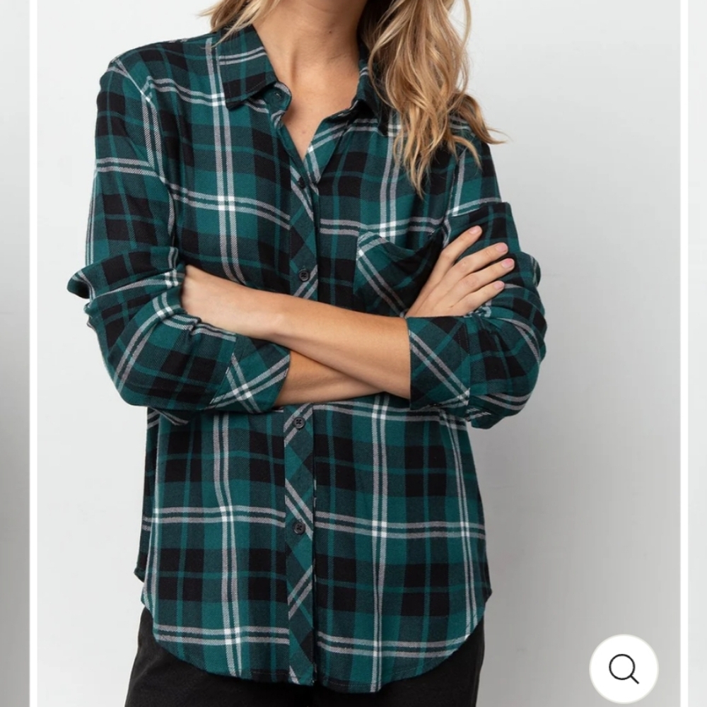 Rails Hunter Button Down in Pine Black & White
